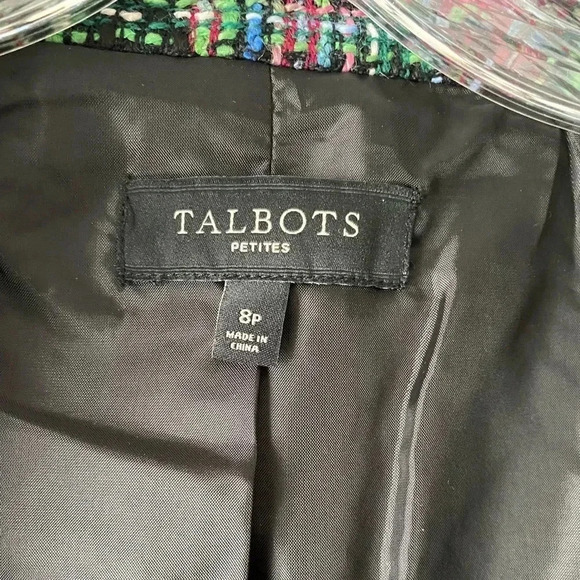 TALBOTS | Multicolored Tweed Wool Blend 90s Blazer Jacket Size 8P - Picture 7 of 9